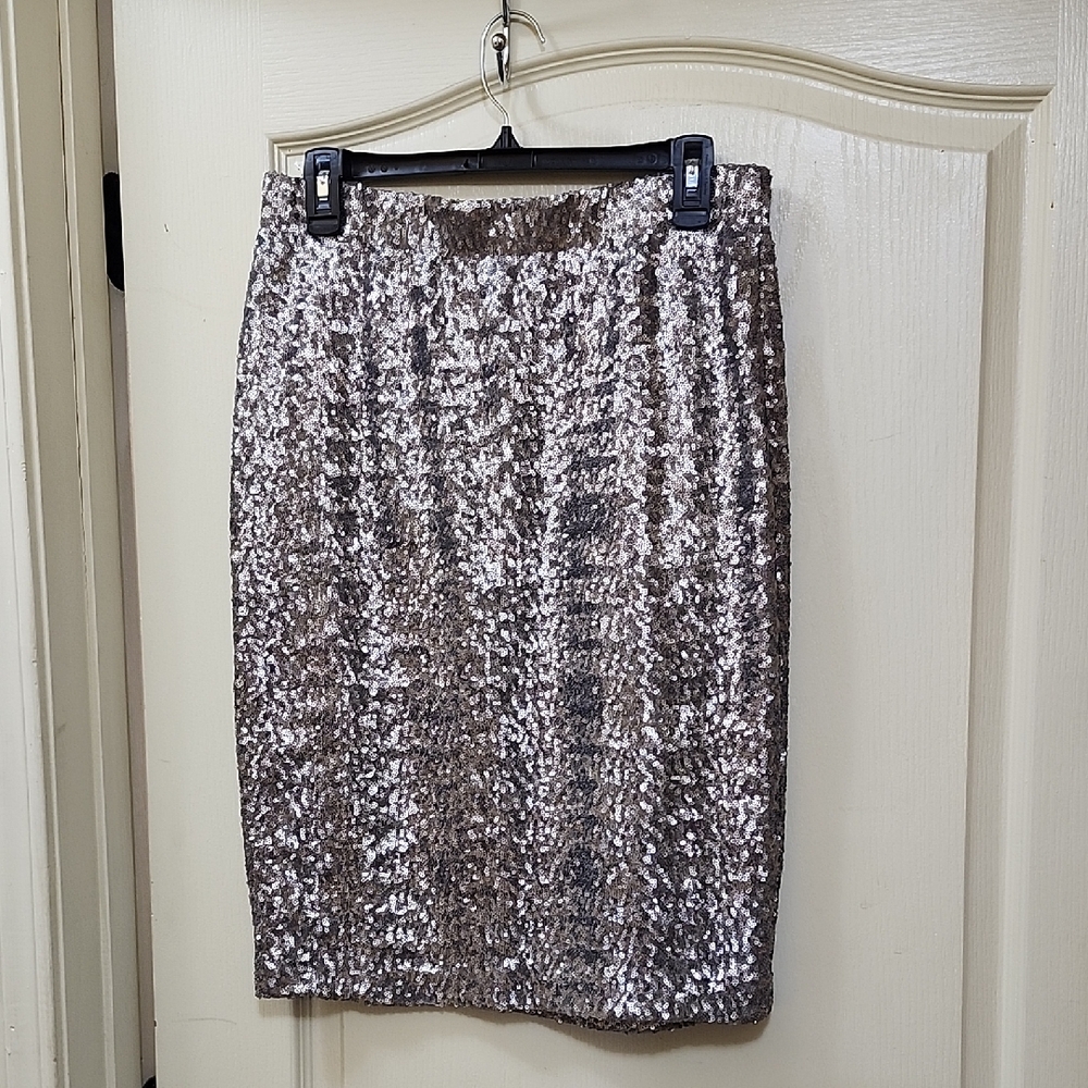 DANIEL CREMIEUX CHAMPAGNE SEQUIN PENCIL SKIRT